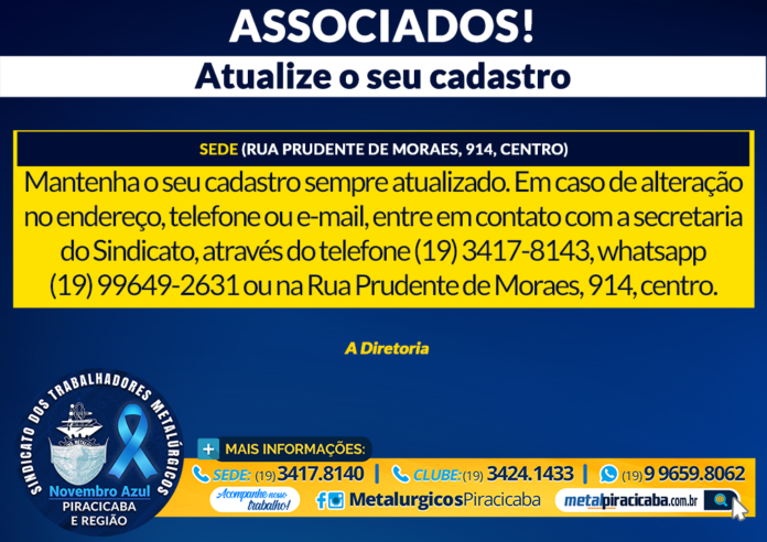 Comunicado Atualização de Cadastros 2020