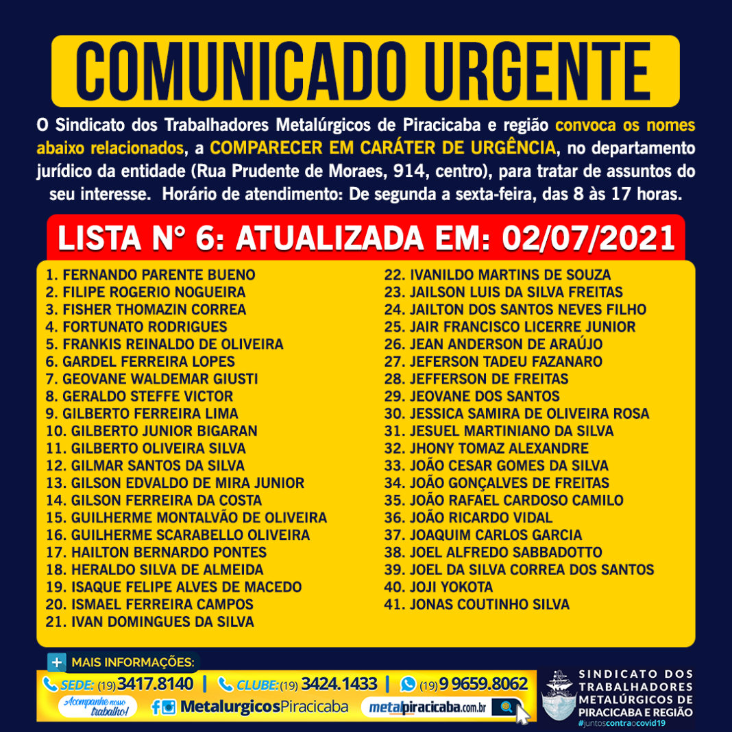 Lista Comunicado Urgente Juridico 2-7-21