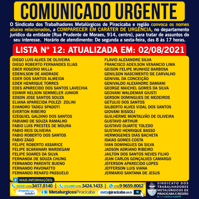 Lista Comunicado Urgente Juridico 2-8-21