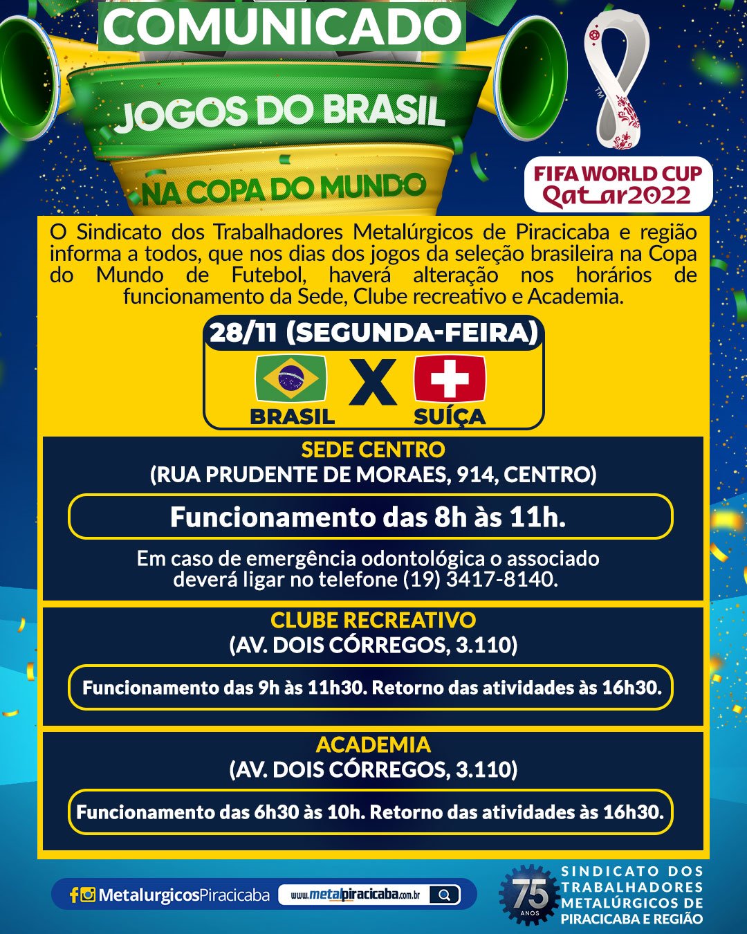 Comunicado: funcionamento durante os jogos do Brasil na Copa do Mundo –  Conselho Regional de Enfermagem do Espírito Santo