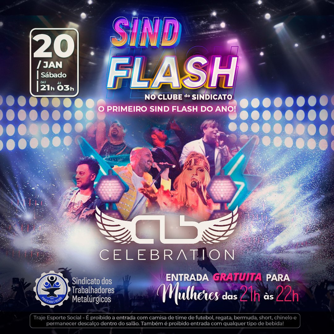 O primeiro Sind Flash do ano será com a Banda Celebration