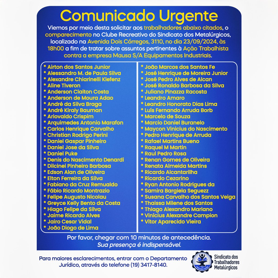 Comunicado Urgente