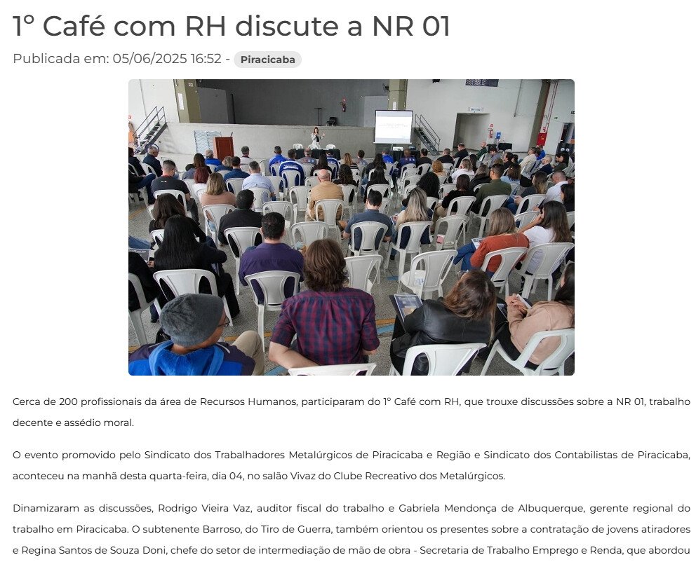 Saiu na mídia: 1º Café com RH