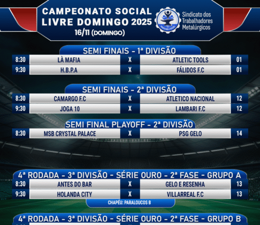 Campeonato Social Livre – rodada de domingo