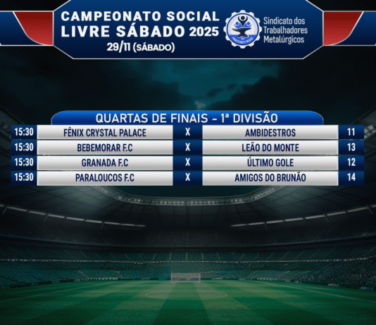 Times do Campeonato Livre tem quartas de finais dia 29