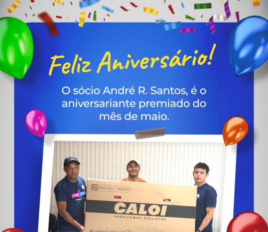 Prêmio Aniversariante do mês de maio é entregue ao sócio, André R. Santos