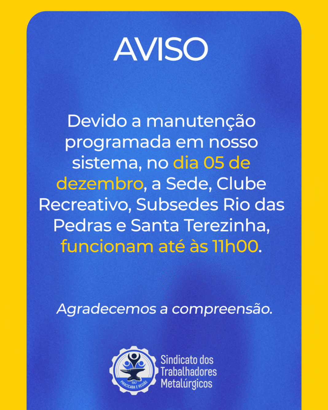 tv-Comunicado manuntenção