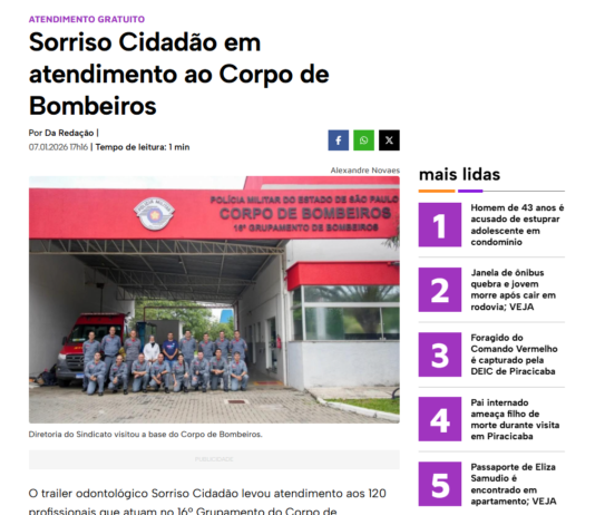 Saiu na Mídia: Sorriso Cidadão em atendimento ao Corpo de Bombeiros