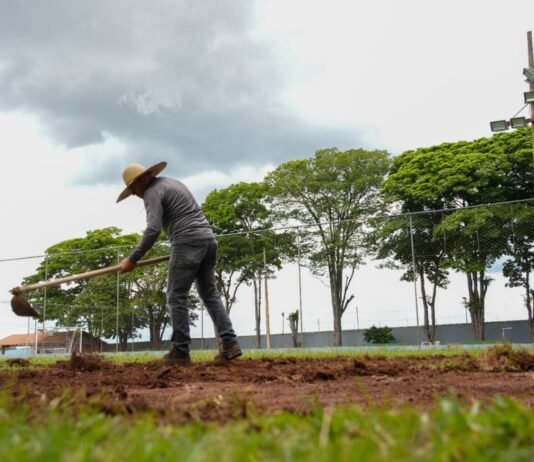 Campos de futebol passam por manutenção