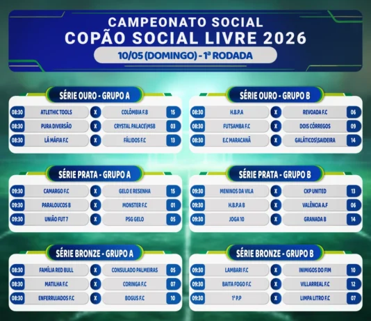Vamos a tabela de jogos Copão – jogos aos domingos