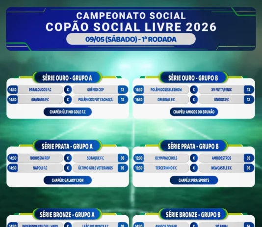 Vamos a tabela de jogos Copão – jogos aos sábados