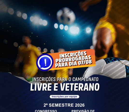 Campeonato de Futebol Livre E Veterano: inscrições prorrogadas