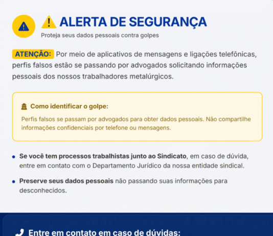 Alerta de Golpe – Acionar imediatamente o departamento jurídico do Sindicato